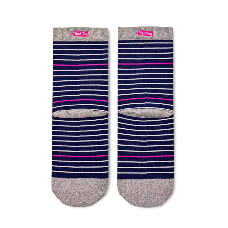 BestTag 细条纹 Stripe 蓝白 22-28cm - 袜子 - 棉．麻 白色