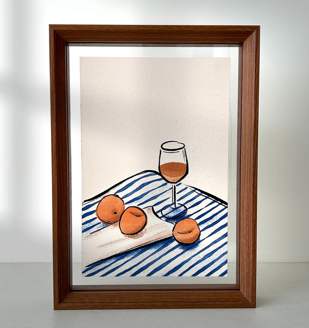夏日海岛风插画 Just enough 水彩纸直喷含画框 居家疗愈装饰 - 海报/装饰画/版画 - 纸 白色