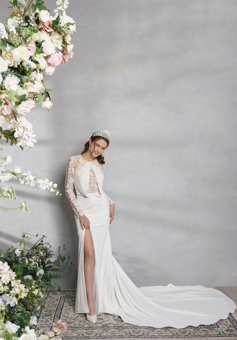 Gardenia 胸口拼接蕾丝设计长礼服 - 晚装/礼服 - 其他材质 白色