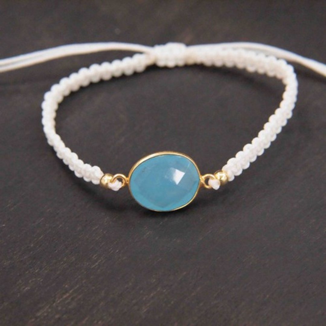 514-Sea Blue Chalcedony Bracelet - 手链/手环 - 宝石 