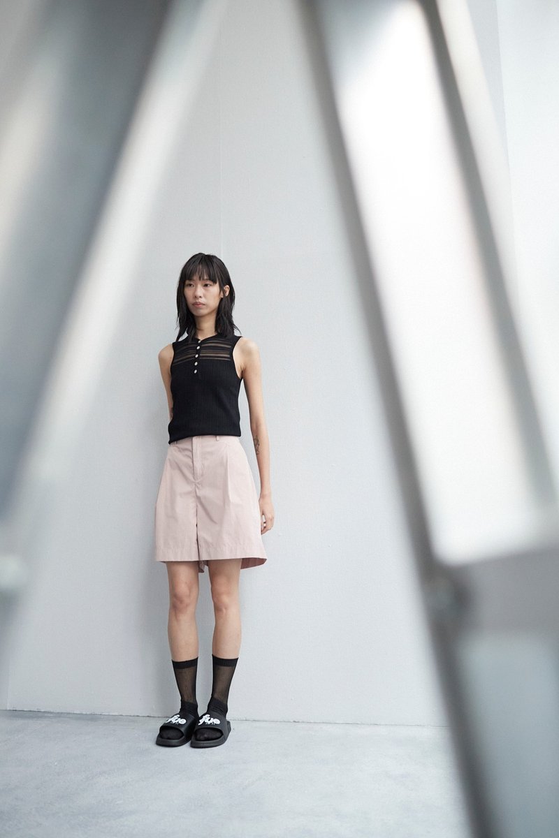 半松紧短裤 - 中性裤装 - 聚酯纤维 粉红色