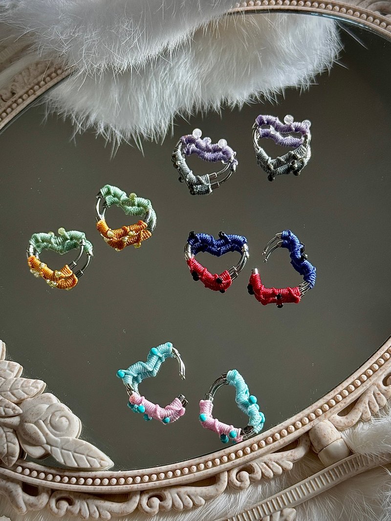 手工编织钛钢耳环 - 耳环/耳夹 - 其他金属 多色