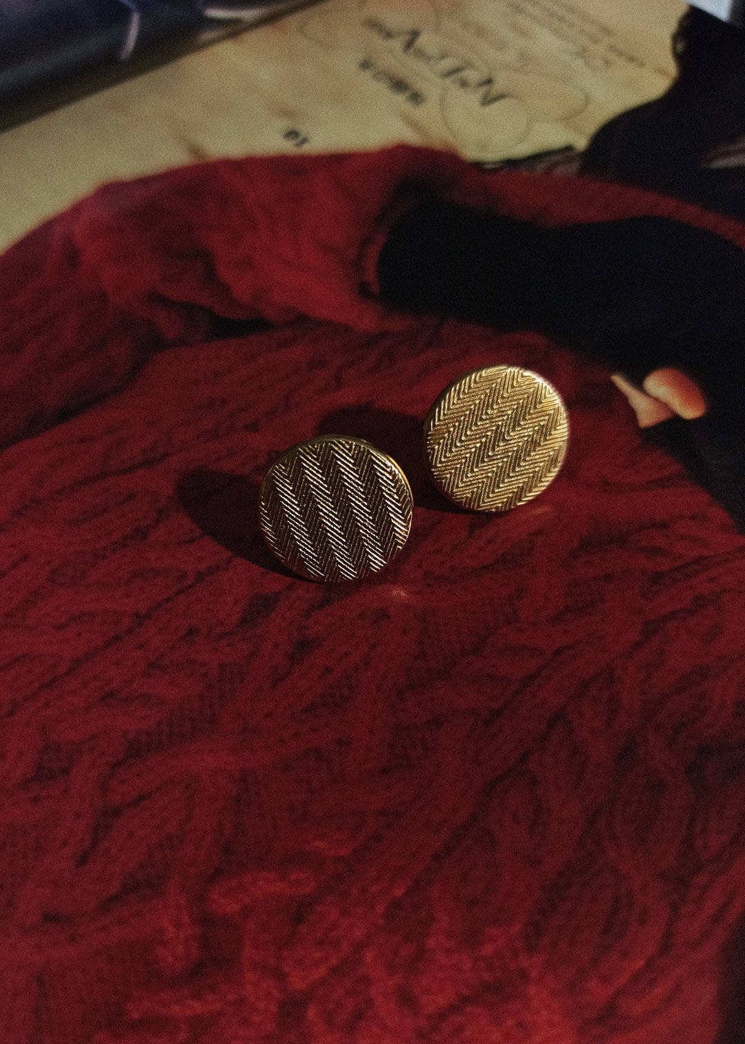 古典耳环 / 纹理 - Vintage - 耳环/耳夹 - 其他金属 金色