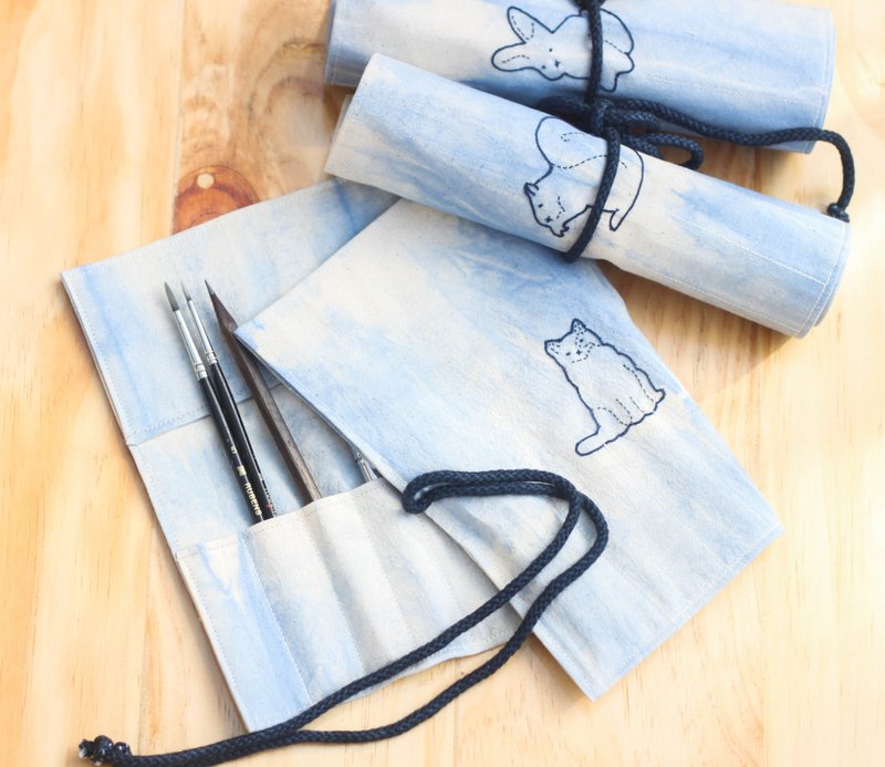 Roll Pencil - 铅笔盒/笔袋 - 棉．麻 蓝色