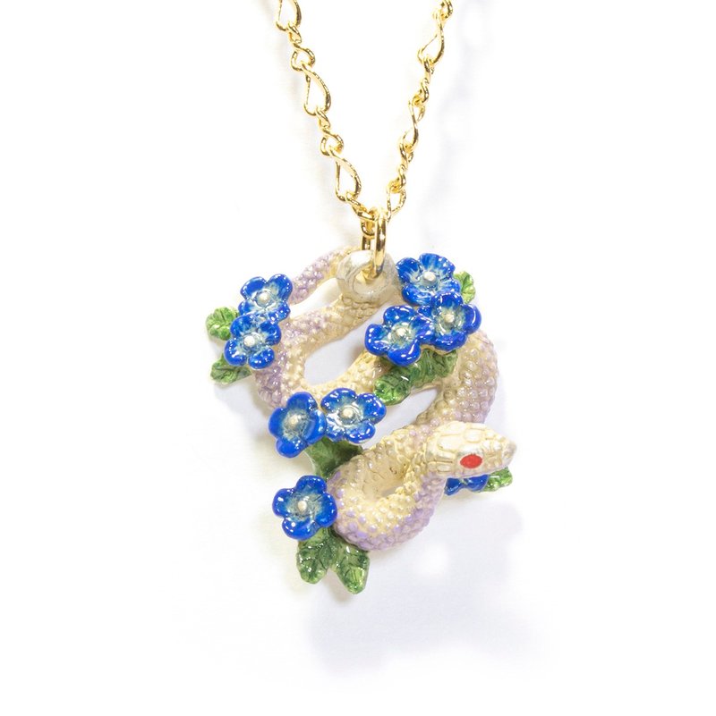 White Snake of Dream NE448 - 项链 - 其他金属 蓝色