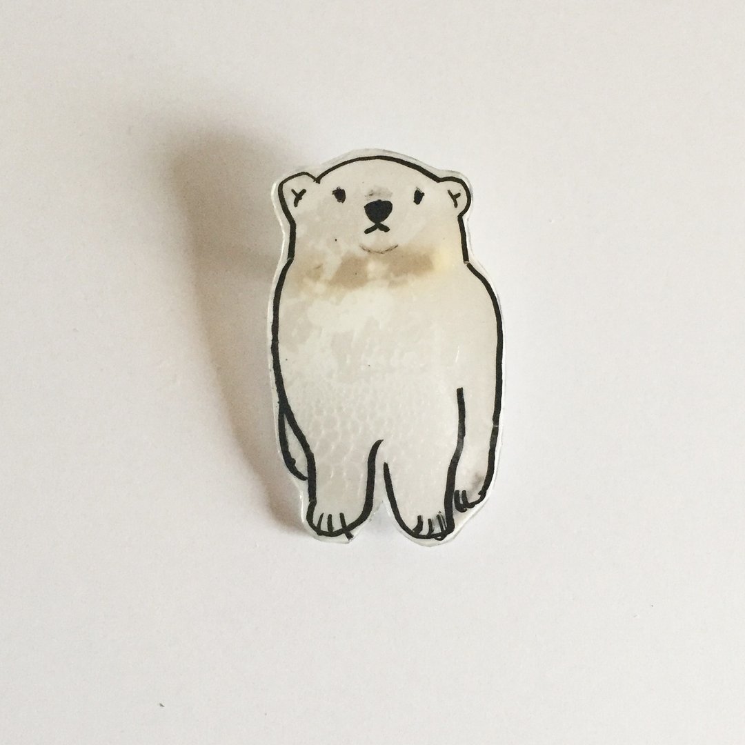Lustless polar bear pravan brooch - 胸针 - 塑料 白色