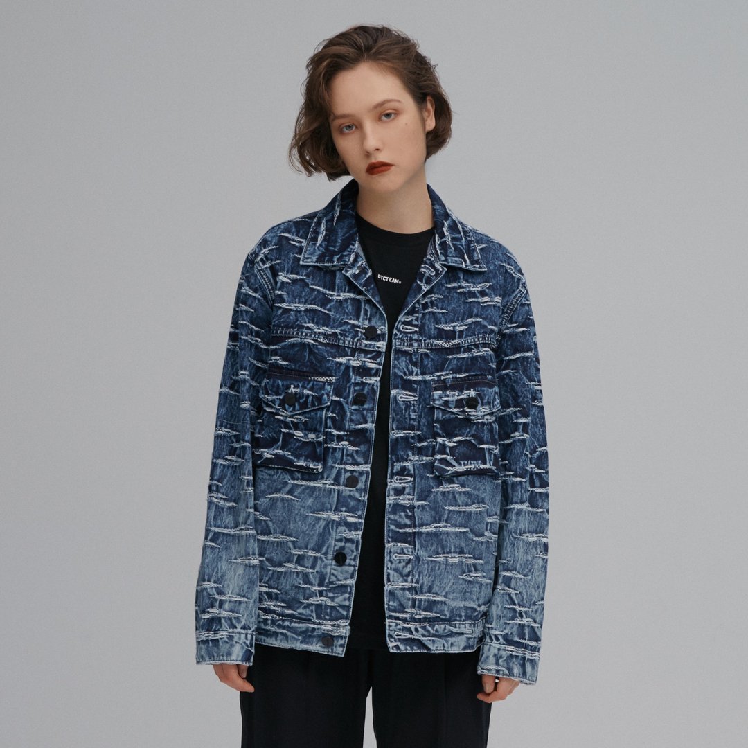 DYCTEAM - Symbiosis - Ocean rafting jacquard Jacke (喷染) - 男装外套 - 棉 蓝色