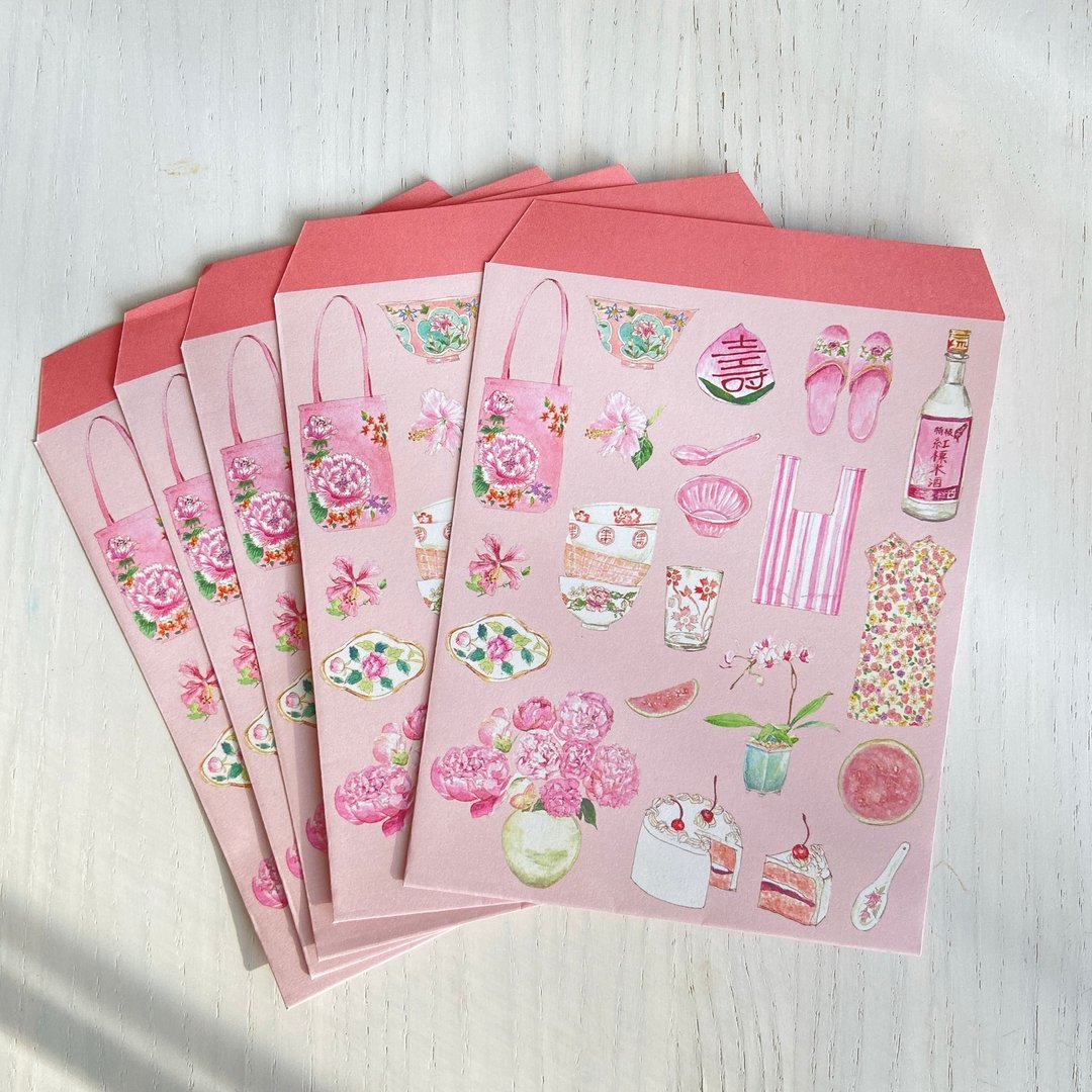 Taiwan Pink 小信封袋/红包 5入 - 红包/春联 - 纸 粉红色