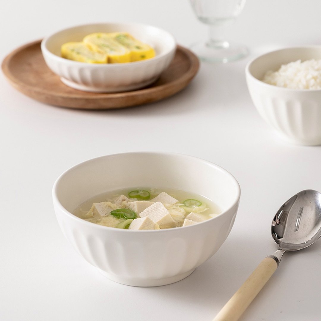 韩国 SSUEIM Mild Matte系列温柔时光陶瓷汤碗2件组13cm 两色可选 - 碗 - 瓷 白色