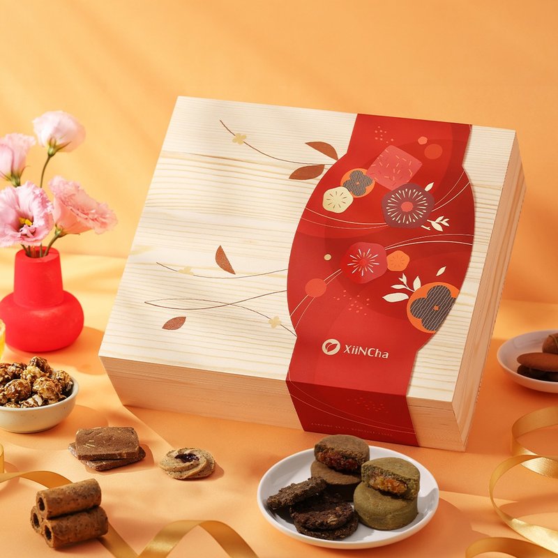 新年礼盒 | 松木精装 金萱曲奇&菓糖爆米花&红玉凤梨酥 23入 - 蛋糕/甜点 - 新鲜食材 多色