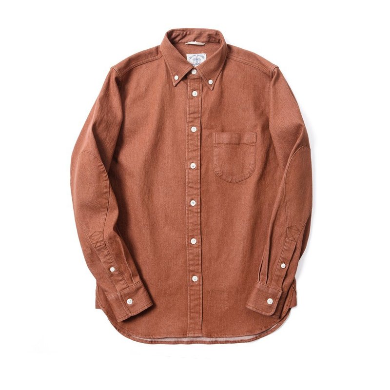 ISLAND SCOUTS 重磅经典Elbow Patch stretchable牛仔衬衫- 棕色 - 男装衬衫 - 棉．麻 红色