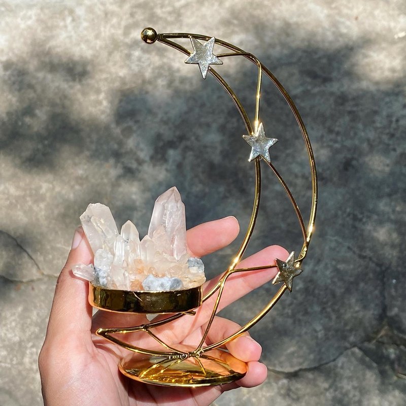 【Lost and find】星月 天然石 白水晶簇 原石 摆件 - 摆饰 - 宝石 多色