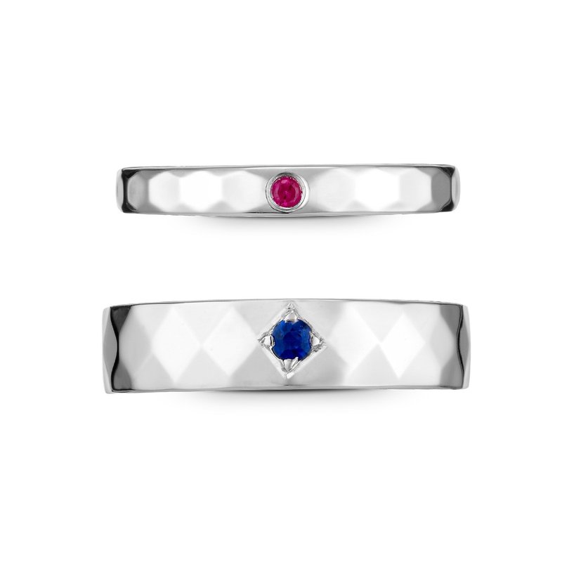 ::免费刻字:: 爱情回忆录 纯银宝石情侣对戒 一对贩售 - 对戒 - 纯银 银色