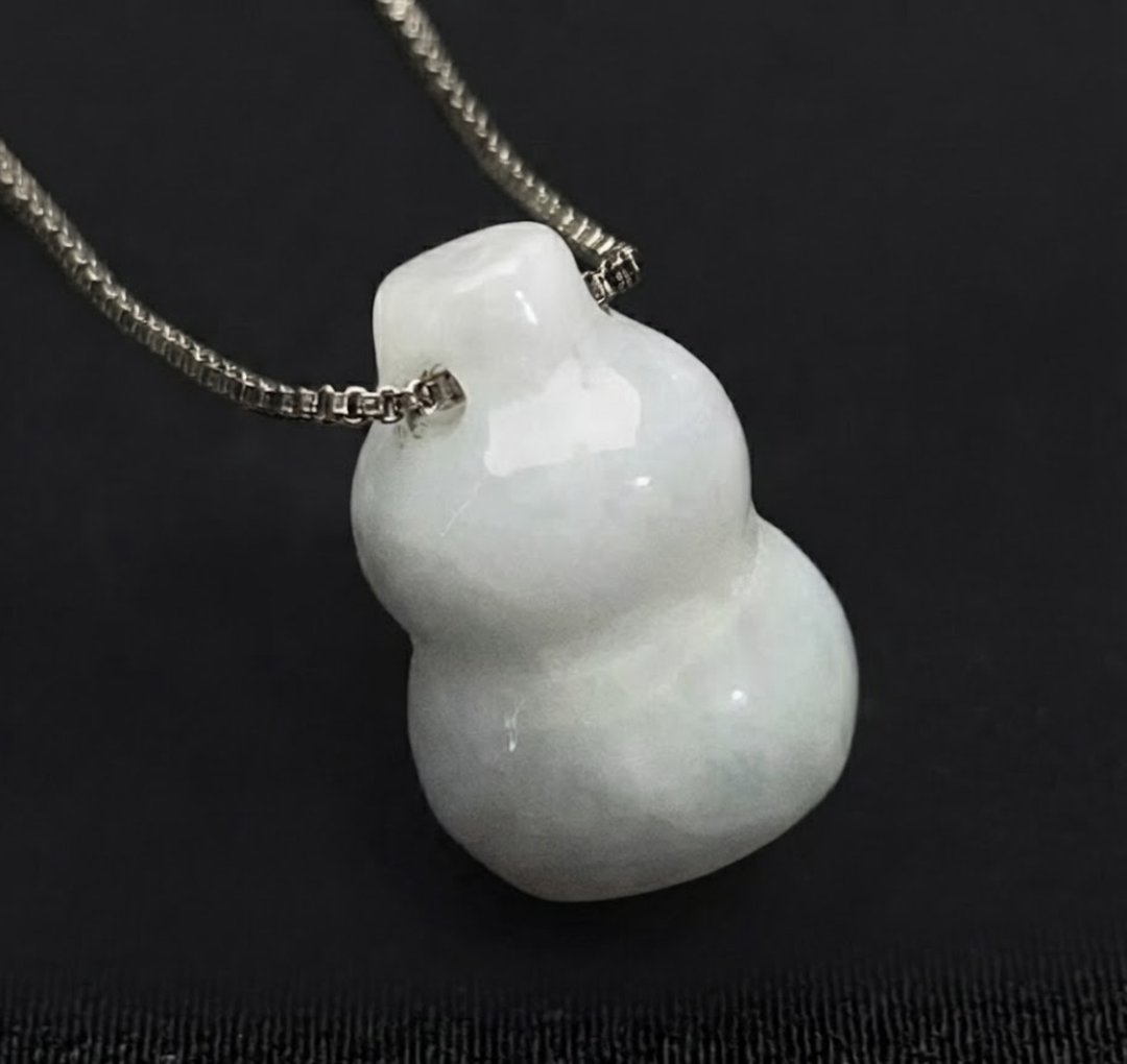 【福禄】白翡翡翠葫芦项链 | 天然缅甸玉翡翠A货  | 送礼 - 项链 - 玉石 白色