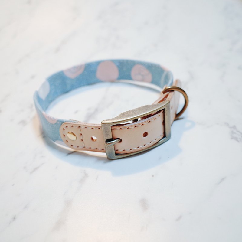 狗 项圈 L号 浅绿灰 你的名字 附铃铛 可加购吊牌 - 项圈/牵绳 - 棉．麻 