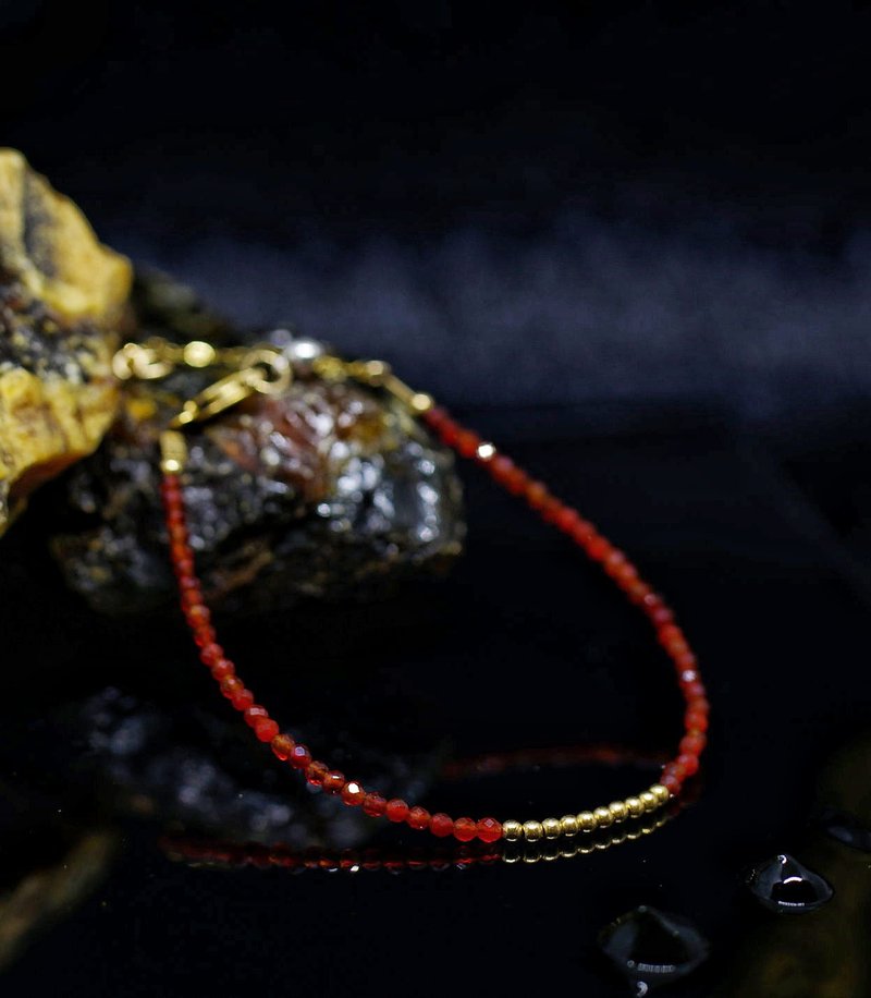 记忆合金水晶手链系列 红玛瑙 14K包金 GF 手链 - 手链/手环 - 宝石 红色