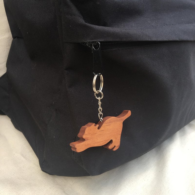 woowood-原木钥匙圈-猫 - 钥匙链/钥匙包 - 木头 咖啡色