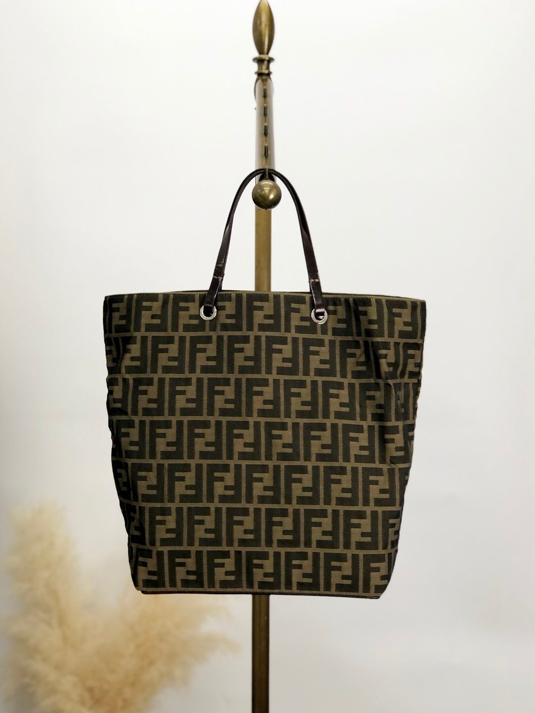 【日本直运，名牌二手包装】FENDI Zucca 手提包棕提花复古vintage老fjksnk - 手提包/手提袋 - 棉 咖啡色
