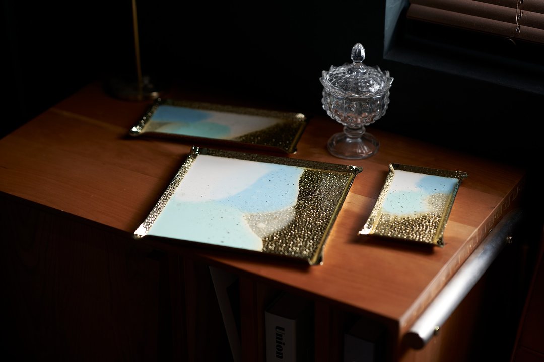33Creations 钻瓷树脂 Resin Art 金属锤盘 晨曦 - 摆饰 - 树脂 蓝色