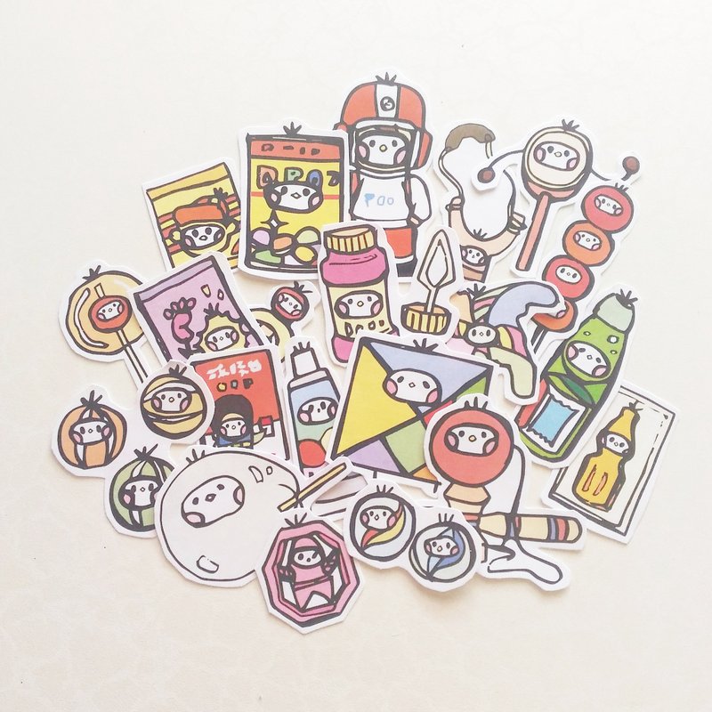 布籽生物│柑仔店 插画贴纸 - 贴纸 - 纸 多色