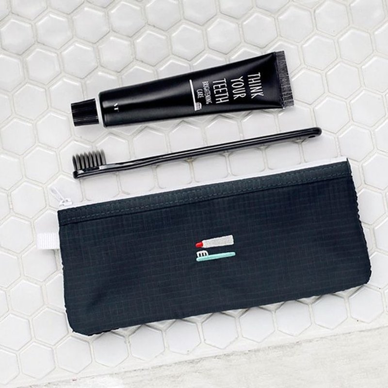 2NUL-刺绣尼龙网格袋-深灰蓝,TNL84659 - 化妆包/杂物包 - 聚酯纤维 