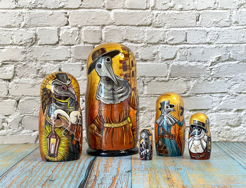 木制筑巢娃娃17.5厘米筑巢娃娃用于家居装饰。 - 摆饰 - 木头 