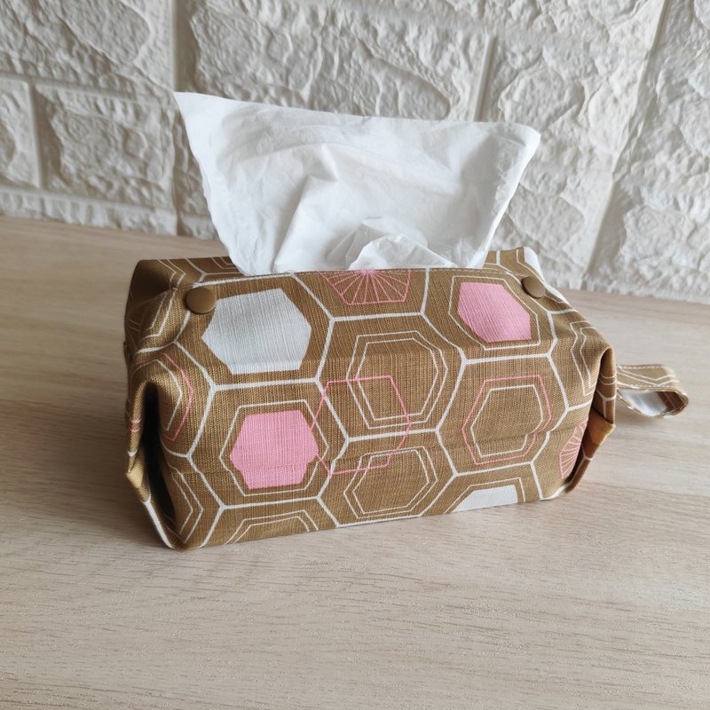 车用、露营用挂式面纸套/卫生纸套=几何x六角 - 纸巾盒 - 棉．麻 