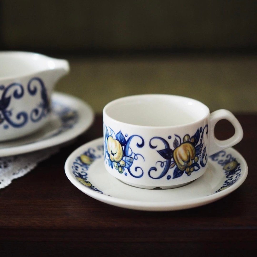1970 年 德国品牌 Villeroy & Boch 咖啡杯碟套装 - 咖啡杯/马克杯 - 陶 蓝色