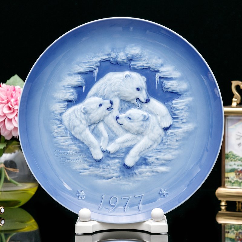 德国制Hutschenreuther狮牌1977温暖冬夜守护手绘年度圣诞陶瓷盘 - 墙贴/壁贴 - 瓷 