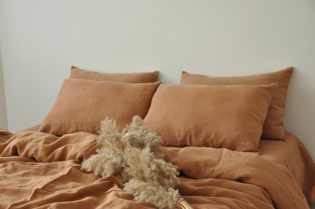 Clay linen duvet cover / Softened linen / Comforter cover / Quilt cover - 寝具 - 亚麻 咖啡色