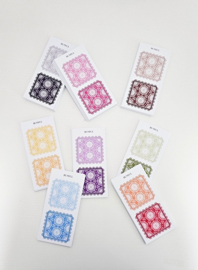 方形蕾丝杯垫装饰 - 便条纸/标签贴 - 纸 多色