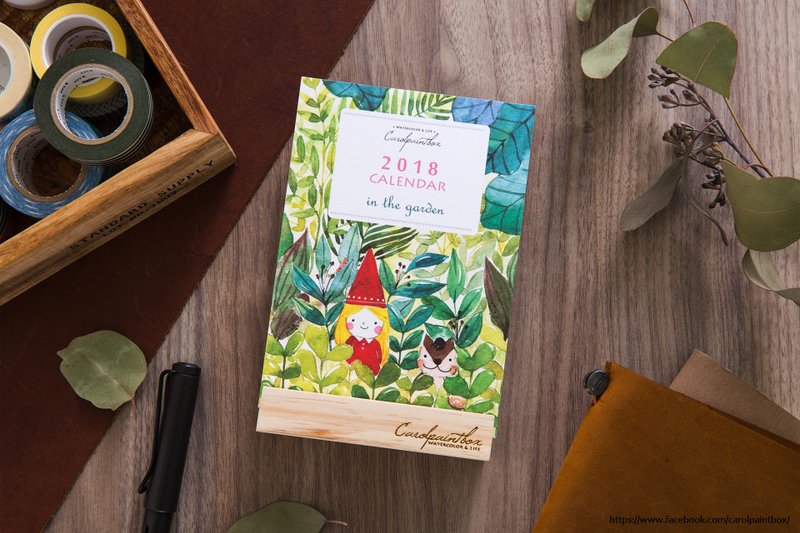 2018明信片桌历(附木质底座)-凯若插画 - 年历/台历 - 纸 