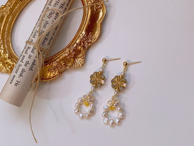 赞歌 | 耳环 - 耳环/耳夹 - 珍珠 金色