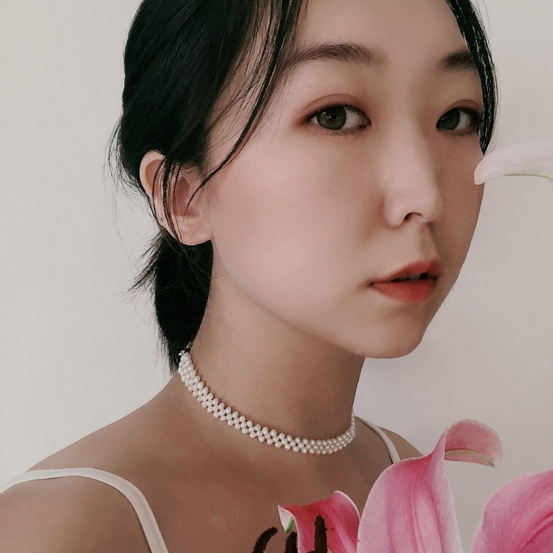 【编制珍珠choker项链】 天然淡水小珍珠 - 项链 - 珍珠 