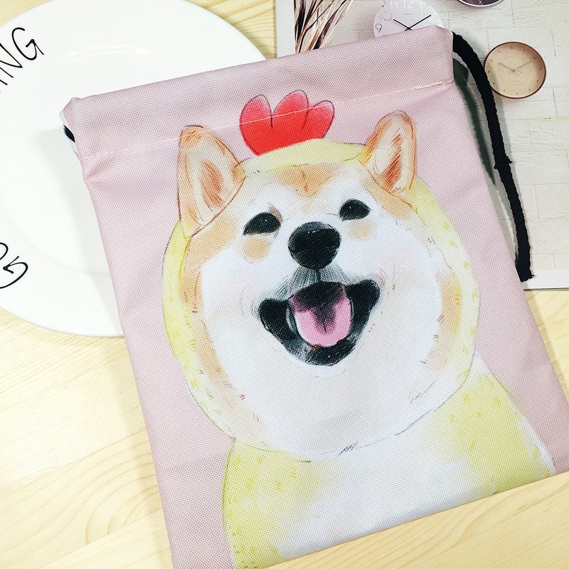 小鸡柴/加厚束口包(手绘狗狗手机袋.化妆包.小包.圣诞礼物) - 化妆包/杂物包 - 其他材质 粉红色