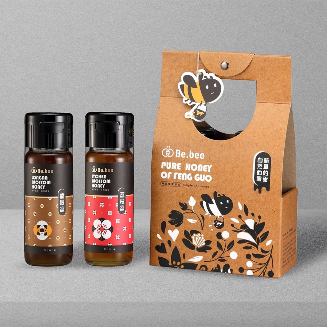 【Be.bee蜂蜜】双入蜜礼盒 / 龙眼蜜+荔枝蜜 - 蜂蜜/黑糖 - 浓缩/萃取物 橘色