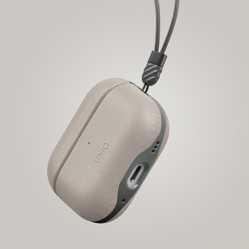 AirPods Pro 2  Lyden Ds皮革保护套(附挂绳)-象牙/松绿 - 耳机收纳 - 其他材质 卡其色