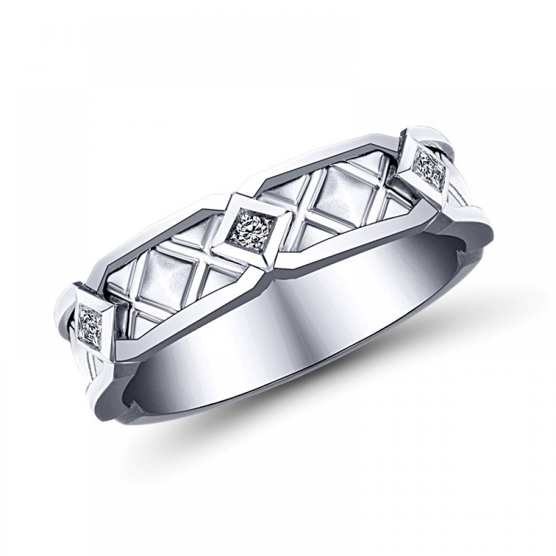 幸福曼波 钻石白钢 男用戒指 - 对戒 - 钻石 银色