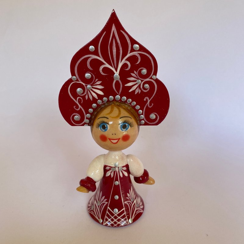 Wooden doll with the author's painting OOAK Russian dolls art doll matryoshka - 玩偶/公仔 - 木头 蓝色
