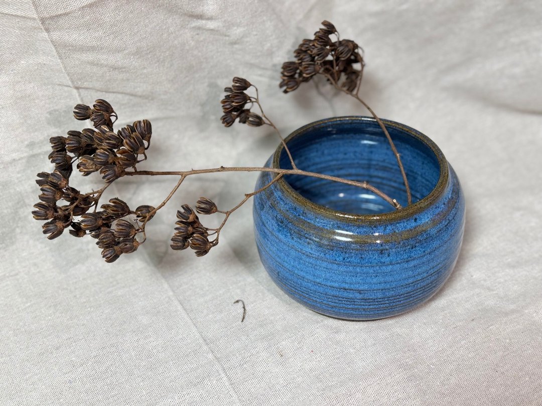 蓝釉手拉坯陶花器 - 花瓶/陶器 - 陶 