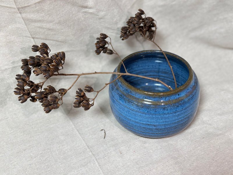蓝釉手拉坯陶花器 - 花瓶/陶器 - 陶 
