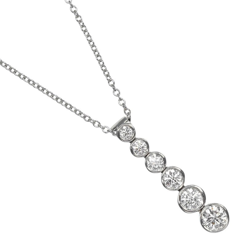 【日本直送】蒂芙尼 项链 Jazz Drop Pt950铂金 6颗钻石 约4.7g TIFFANY&Co.【二手品】A级 - 项链 - 贵金属 银色