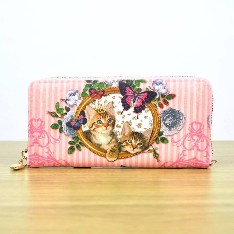 手作好礼 ‘双夹层长夹’皇冠猫咪皮夹 长夹/情人节 交换礼物 新年 - 皮夹/钱包 - 真皮 