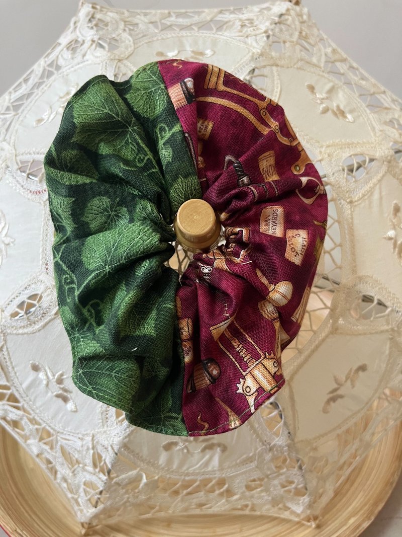 葡萄酒庄/双色大肠圈发束/日本印花布 - 发带/发箍 - 棉．麻 紫色