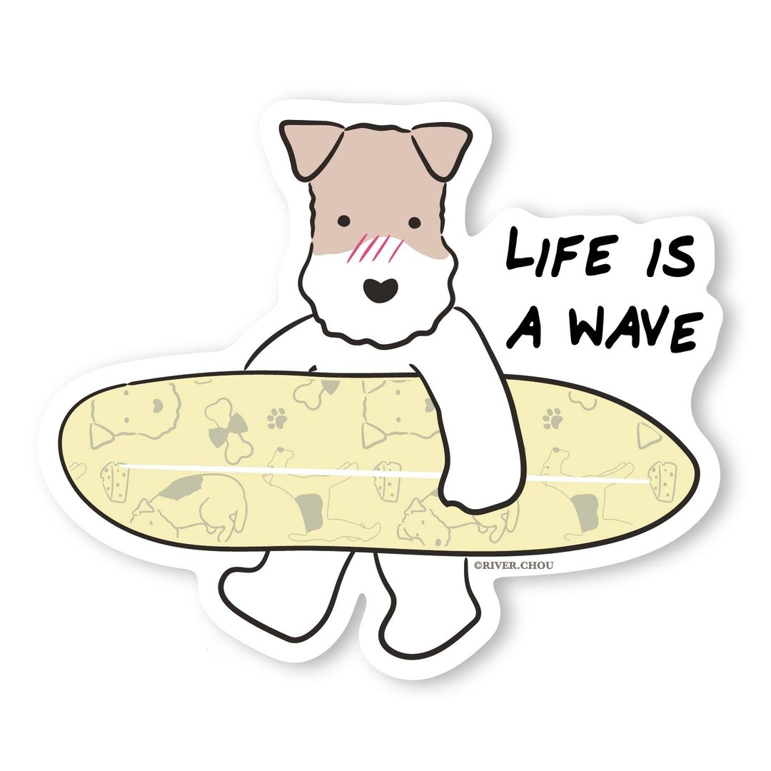Wirefoxterrier 刚毛猎狐梗 防水贴纸 冲浪 - 贴纸 - 纸 白色
