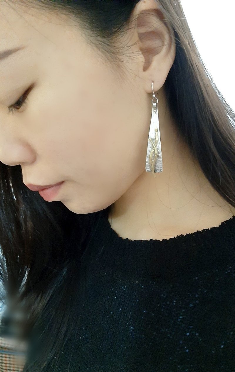 立体水草/999纯银耳环 - 耳环/耳夹 - 银 银色