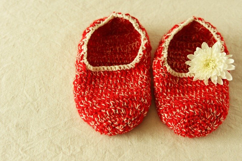 毛线室内鞋 钩针编织 情人节礼物 新年礼物 新年红色 贺年礼物  - 袜子 - 聚酯纤维 红色