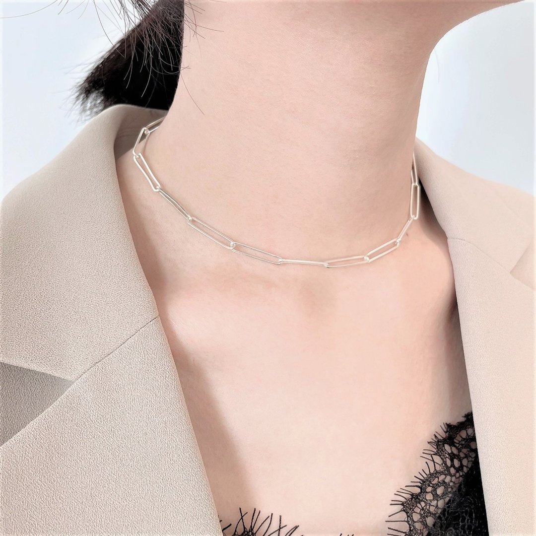 │个性│欧美简约 • 方块链 • 锁骨链 • 纯银项链 •925silver - 项链 - 纯银 