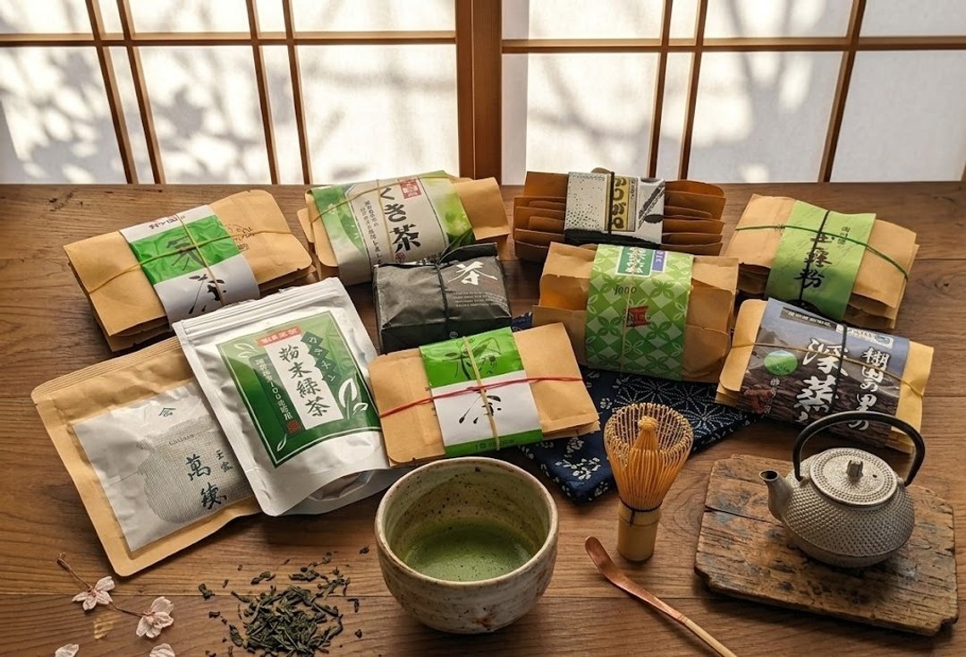 日本茶风味体验组合  抹茶、煎茶、茎茶、焙茶、玄米茶、稀有原生 - 茶 - 植物．花 