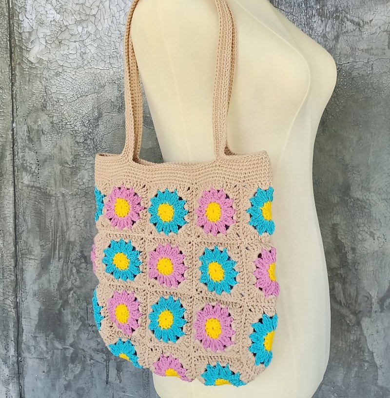 奶奶方形花朵钩针包。 - 手提包/手提袋 - 棉．麻 